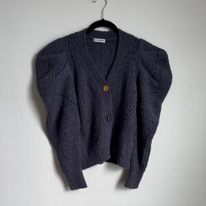 ULLA JOHNSON PUFF SLEEVED CARDIGAN SWEATER